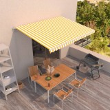 VidaXL Copertină retractabilă manual, galben și alb, 400x350 cm