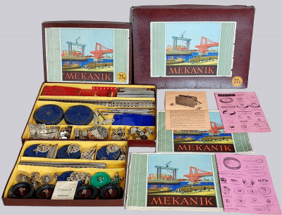 MEKANIK - 2 Jocuri baieti cu piese metalice pentru constructii, vintage anii 50 foto