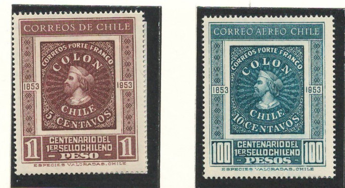 Chile 1953 Mi 473/74 MNH - 100 de ani de timbre