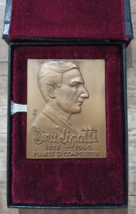 Placheta bronz Dinu Lipatti, UNESCO, medalist Teodor Zamfirescu 1995