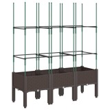 Cumpara ieftin Jardiniera de gradina cu spalier, maro, 120x40x142,5 cm, PP