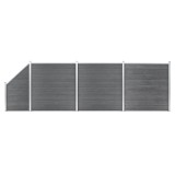 Cumpara ieftin Set panouri gard, 3 patrate + 1 oblic, gri, 619x186 cm, WPC
