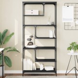 Bibliotecă, negru, 81x36x176 cm, lemn compozit