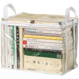 Cutie de Depozitare, din PVC + Textil, Rezistenta la Apa, Geanta pentru Carti, 38x24x32 cm, Transparent-Alb