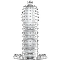 Prelungitor Penis cu Striatii Transparent 14 cm