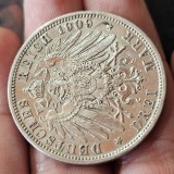 Germania 3 drei mark 1909 D , argint 16,7 grame