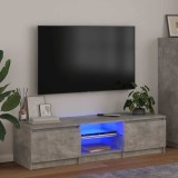 vidaXL Comodă TV cu lumini LED, gri beton, 140x40x36 cm 804296