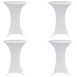 Husă de masă cu picior &Oslash;60 cm, 4 buc., alb, elastic