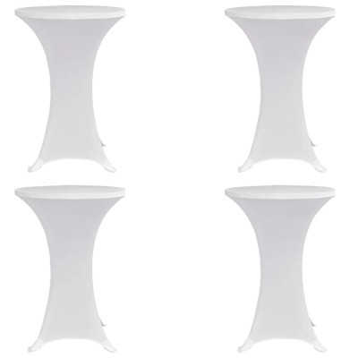 Husă de masă cu picior &amp;Oslash;60 cm, 4 buc., alb, elastic foto