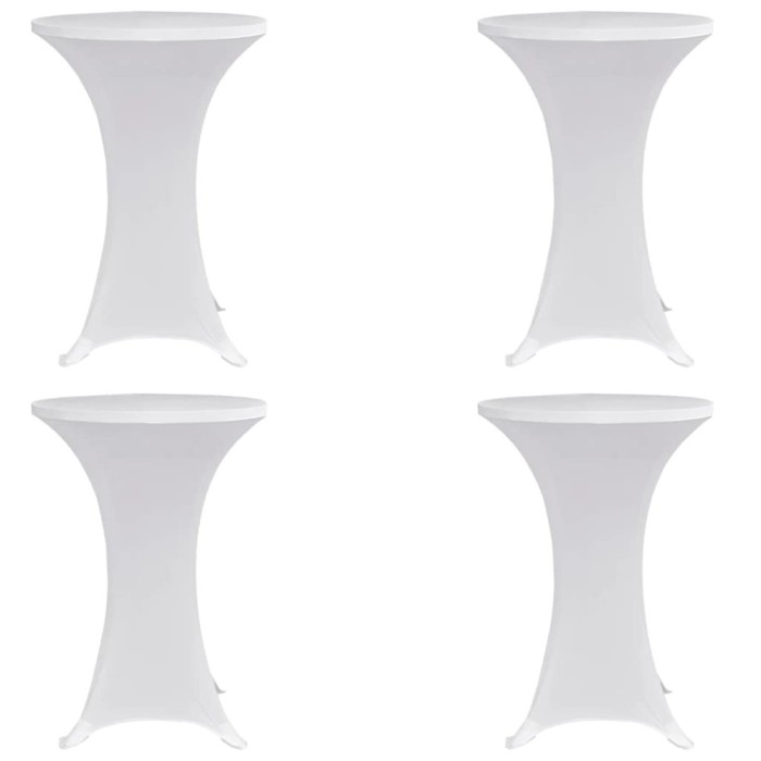 Husă de masă cu picior &Oslash;60 cm, 4 buc., alb, elastic