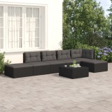 Cumpara ieftin Set mobilier de grădină cu perne, 6 piese, negru, poliratan
