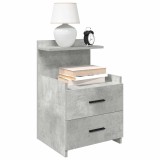 Cumpara ieftin Noptieră cu 2 sertare, gri beton, 40x36,5x62 cm