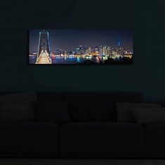 Tablou decorativ cu lumina LED, 3090Ä°ACT-37, Canvas, 30 x 90 cm, Multicolor