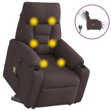 vidaXL Fotoliu electric masaj rabatabil cu ridicare maro &icirc;nchis textil