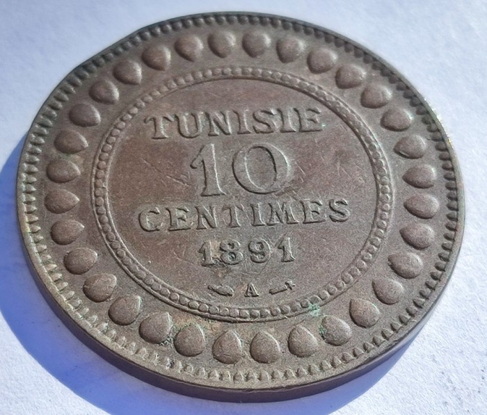 337. Moneda Tunisia 10 centimes 1891