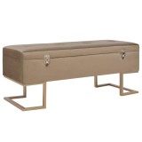 Cumpara ieftin Bancheta cu un compartiment de depozitare bej 105 cm catifea