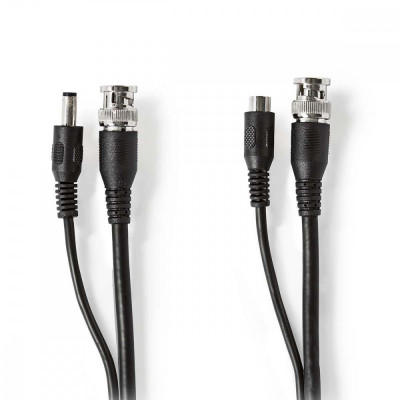 Cablu coaxial de securitate CCTV RG59 20m BNC 2.1x5.5mm Nedis foto