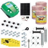 Pachet gard electric complet 3000&nbsp;m, 7,2&nbsp;Joule, cu sistem solar, pentru animale domestice, AgroElectro