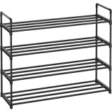 SONGMICS Suport pentru pantofi cu 4 nivele, structura metalica, pentru 16-20 perechi, 92x30x74 cm, negru Household NewTrend