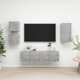 VidaXL Set de dulapuri TV, 5 piese, gri beton, lemn prelucrat