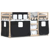 Cumpara ieftin Pat supraetajat fara saltea, negru, 90x190 cm, lemn masiv de pin