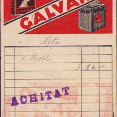 HST A2175 Notă cu reclamă baterii Galvani România 1933