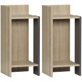 HOMCOM Set de 2 Noptiere Moderne cu Poliță Deschisă, Măsuță de Cafea, Spațiu de Depozitare, Gri, 27x25x60cm | Aosom Romania