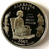 AMERICA QUARTER DOLLAR 2003 AG.900,PROOF, S. (Portretul lui Helen Keller-Alabama, America de Nord, Argint