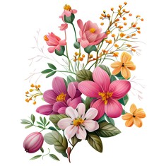 Sticker decorativ, Flori, Multicolor, 85 cm, 1216STK-1