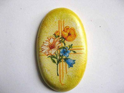 Magnet oval pentru frigider, magnet din ipsos cu model floral 24372 foto