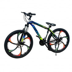 Bicicleta mountain bike 26 inch, cadru otel, frane pe disc, 21 viteze shimano, albastru-galben, tornado phoenix MultiMark GlobalProd foto