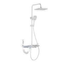 Set de Dus TrendiShop&reg;, Termostatat, Montare pe Perete, Cu Cap de Dus Reglabil 80-115 cm, Afisaj LED cu Temperatura, Iluminare Ambianta Colorata, Buto