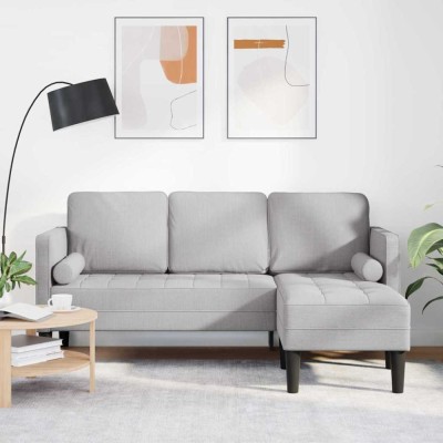 Canapea formă L, 3 locuri, gri nor, 160 cm, textil foto