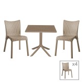 Cumpara ieftin Set de gradina masa si scaune Groovy, Confident set 5 piese plastic cappuccino 80x80x74.5 cm