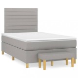 Cumpara ieftin Pat continental cu saltea, gri deschis, 120x200 cm, textil