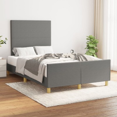 vidaXL Cadru de pat fără saltea, gri &amp;icirc;nchis, 120x200 cm, textil 3124880 foto