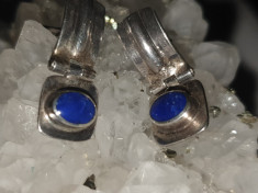 unic! ! Cercei finuti lapis lazuli argint 925 antici !! foto