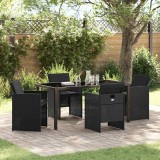 VidaXL Set de masă pentru grădină cu pernă 5 pcs Negru Rattan poli