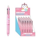 Pix erasable, multicolor, cu mecanism retractabil, 4 culori, cu design unicorn, iTotal