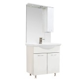 Mobilier Baie Complet Vanessa 75 Alb, cu Chiuveta Ceramica si Oglinda cu Iluminare LED, PAL, 71x75x33cm