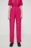 Desigual pantaloni DHARMA femei, culoarea roz, drept, high waist, 24SWPW22