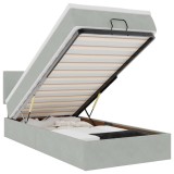 Cumpara ieftin Cadru de pat otoman cu saltea Gri deschis 90x190cm catifea