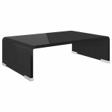 Stativ TV/Suport monitor, sticla, 40 x 25 x 11 cm, negru