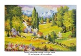 Cumpara ieftin Tablou GIGANT pictat manual, Peisaj de la munte, plaiuri mioritice, 120x80cm ulei pe panza