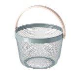 Cos depozitare metal verde lemn natur 25.5 x 17 cm