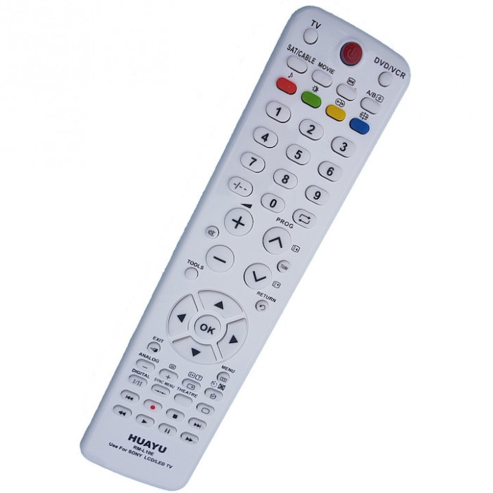 Telecomanda pentru LCD/LED Sony RM-L10E, alba cu functiile telecomenzii originale