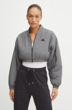 adidas geaca City Escape femei, culoarea gri, de tranzitie, oversize, IZ1492