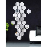 Set 24 Oglinzi Deorative Audoadezive, Forma Hexagon, 27x50 cm