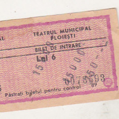bnk div Bilet Teatrul Municipal Ploiesti 1989