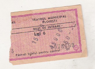 bnk div Bilet Teatrul Municipal Ploiesti 1989 foto